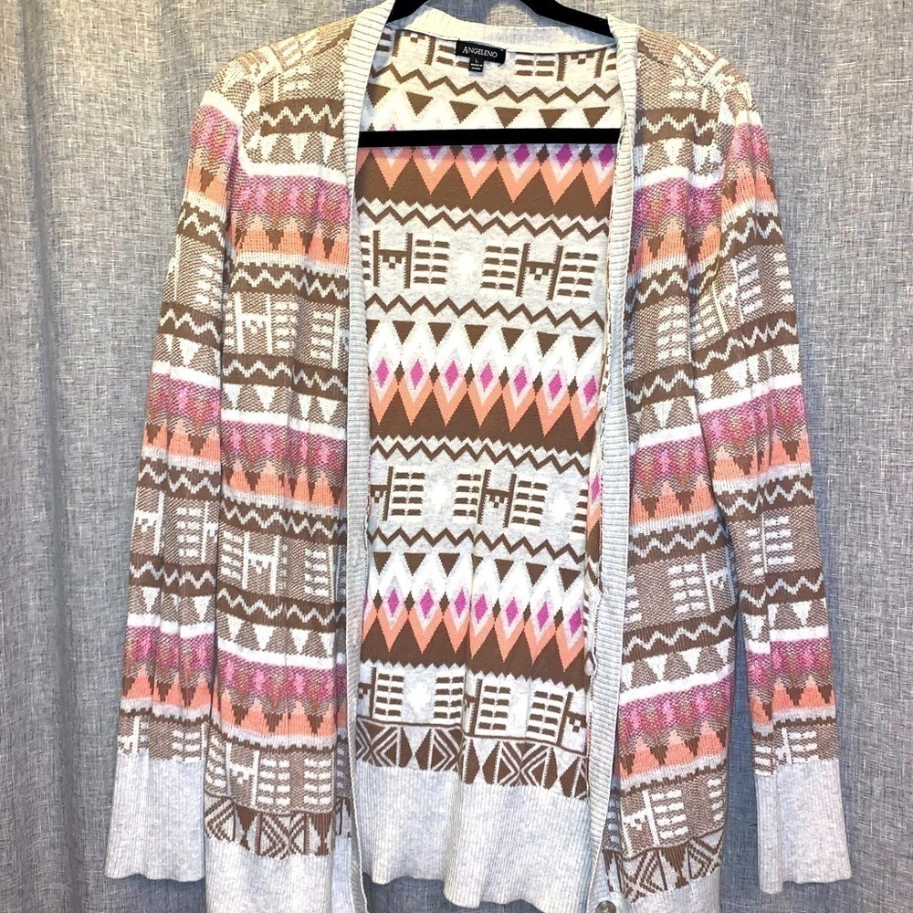WOMENS large Aztec print cardigan